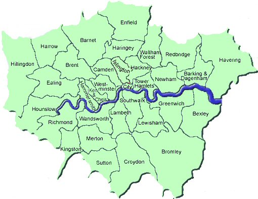 London Boroughs And Districts